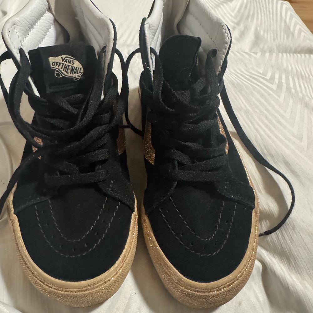 Vans Kids Black and Gold Sneakers